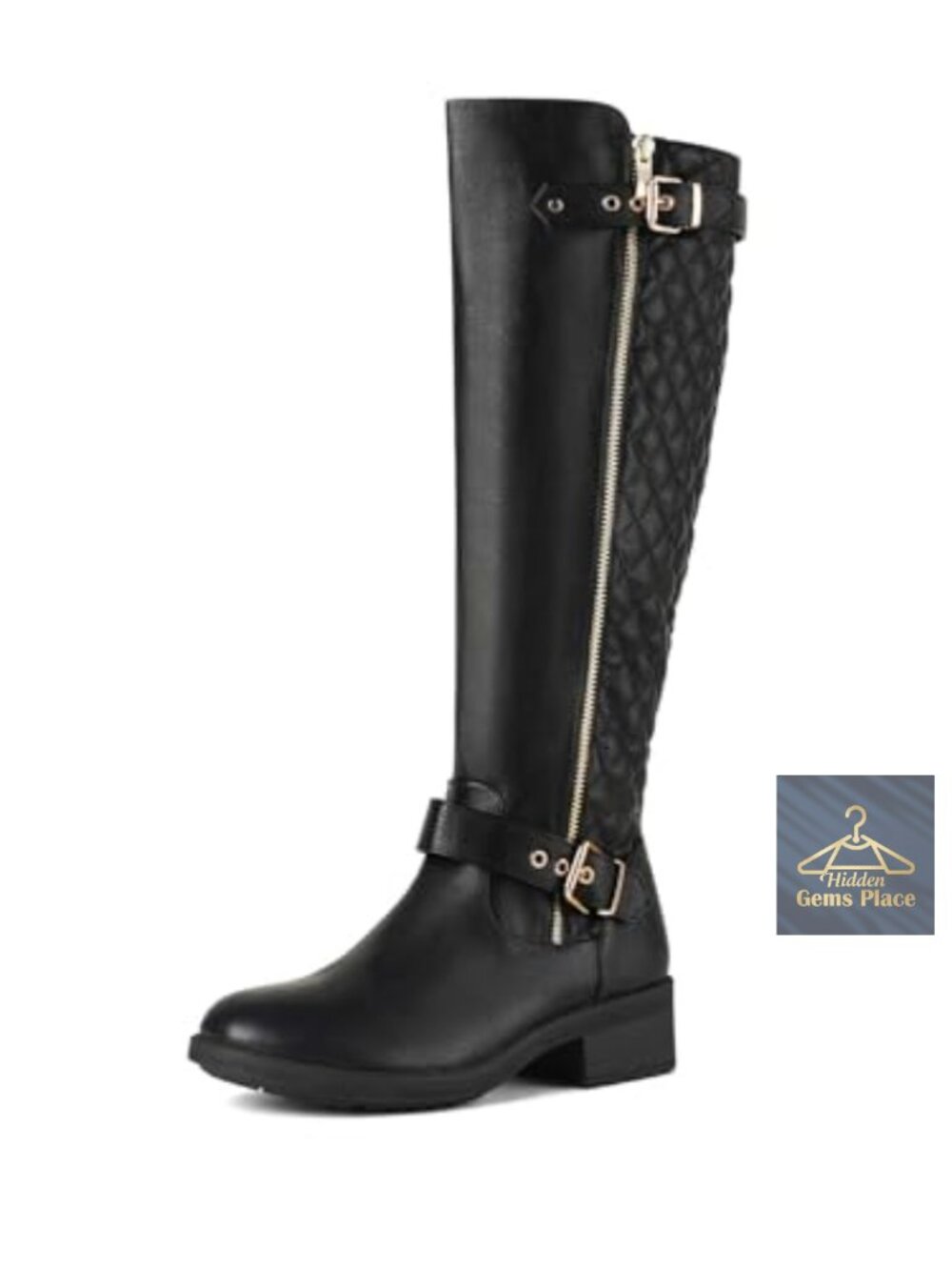 Faux Leather Knee-High Riding Boots with Faux Fur Lining
